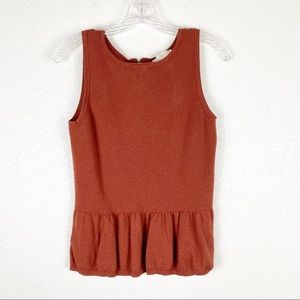 Loft Burnt Orange Peplum Sleeveless Blouse
